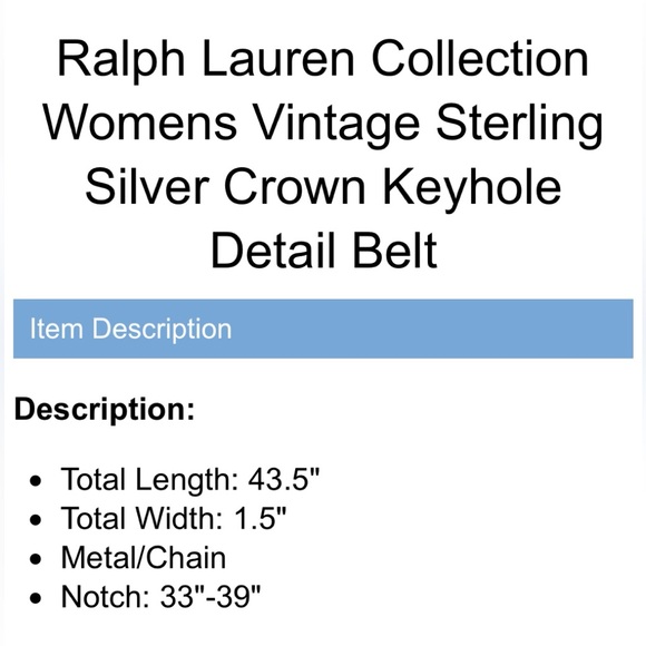 Ralph Lauren Collection Fashion Show Fall 2009 Silver Belt - Picture 7 of 7